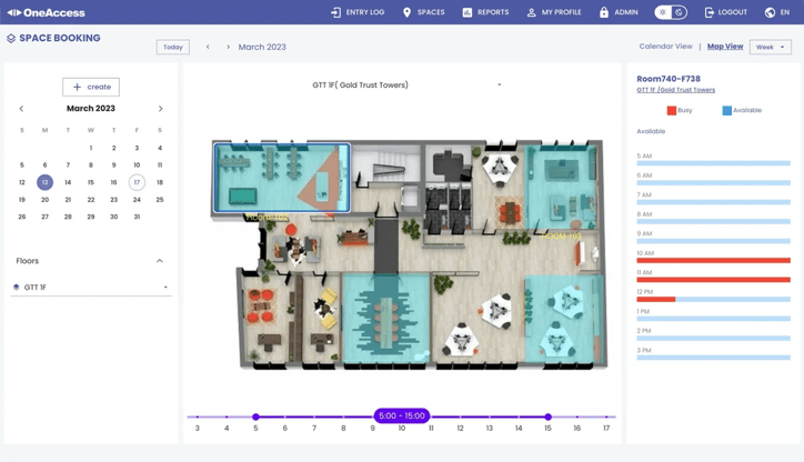 OneAccess Space Booking map view