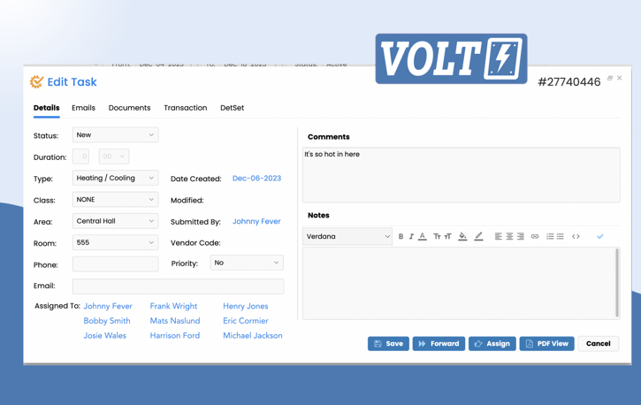 Multi-Assign feature in Maintenance Care's Volt update